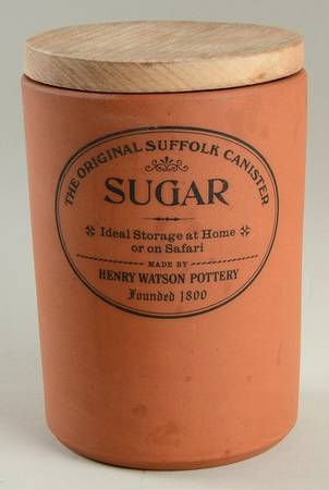 The Original Suffolk (Terra Cotta) Sugar Canister & Wood Lid