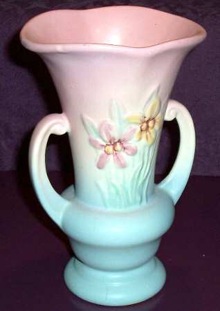 Iris Pink Blue 7" Handled Vase