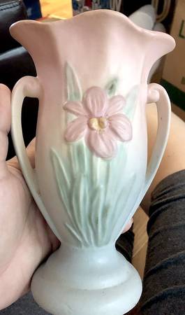 Iris Pink Blue 7" Handled Vase