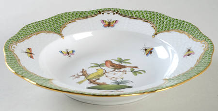 Rothschild Bird Green Border (ROEV) Rim Soup Bowl