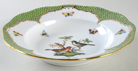 Rothschild Bird Green Border (ROEV) Rim Soup Bowl