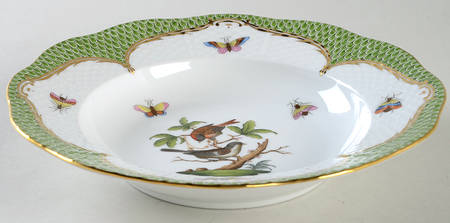 Rothschild Bird Green Border (ROEV) Rim Soup Bowl