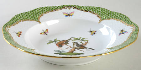 Rothschild Bird Green Border (ROEV) Rim Soup Bowl