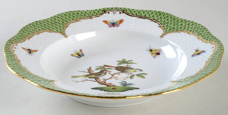 Rothschild Bird Green Border (ROEV) Rim Soup Bowl