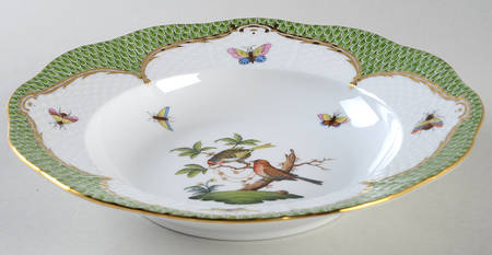Rothschild Bird Green Border (ROEV) Rim Soup Bowl