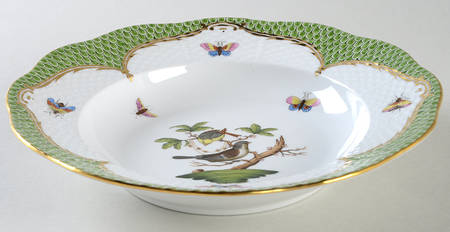 Rothschild Bird Green Border (ROEV) Rim Soup Bowl