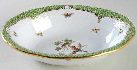 Rothschild Bird Green Border (ROEV) 10" Oval Vegetable Bowl