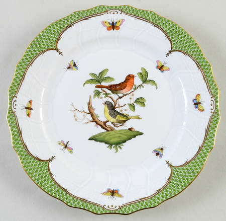 Rothschild Bird Green Border (ROEV) Dinner Plate