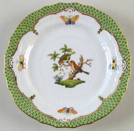 Rothschild Bird Green Border (ROEV) Bread & Butter Plate