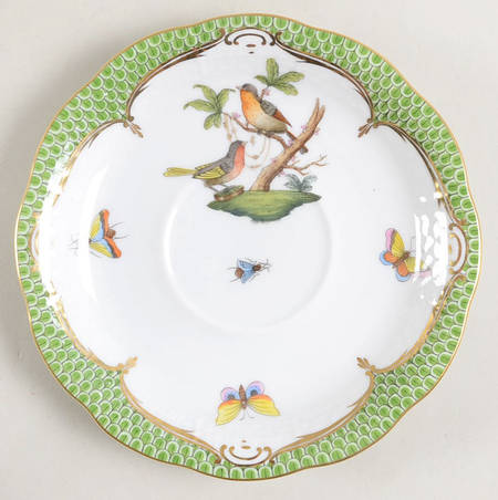 Rothschild Bird Green Border (ROEV) Saucer for Footed Cup