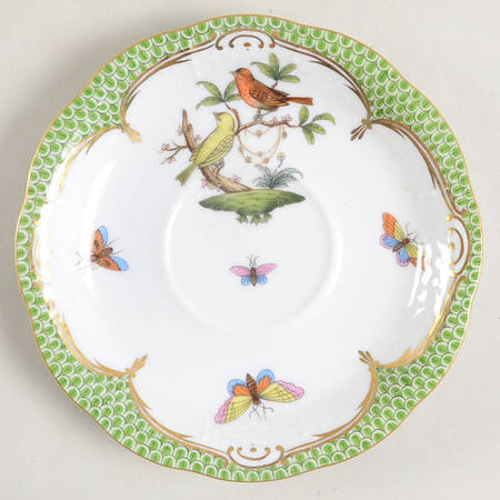 Rothschild Bird Green Border (ROEV) Saucer for Footed Cup