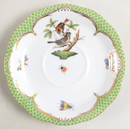Rothschild Bird Green Border (ROEV) Saucer for Footed Cup