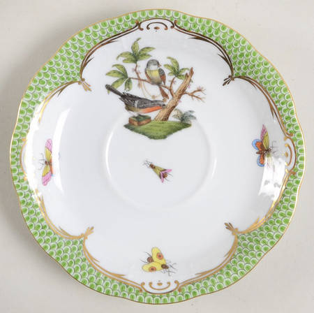 Rothschild Bird Green Border (ROEV) Saucer for Footed Cup