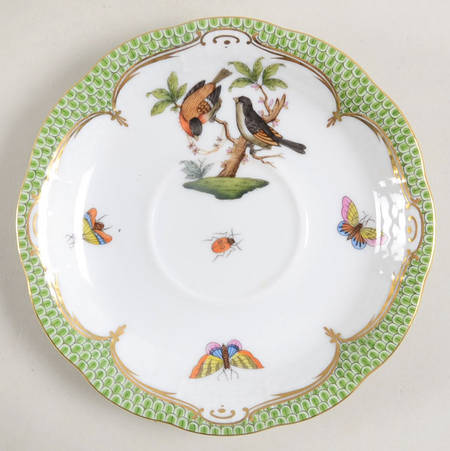 Rothschild Bird Green Border (ROEV) Saucer for Footed Cup