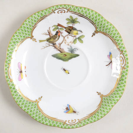 Rothschild Bird Green Border (ROEV) Saucer for Footed Cup