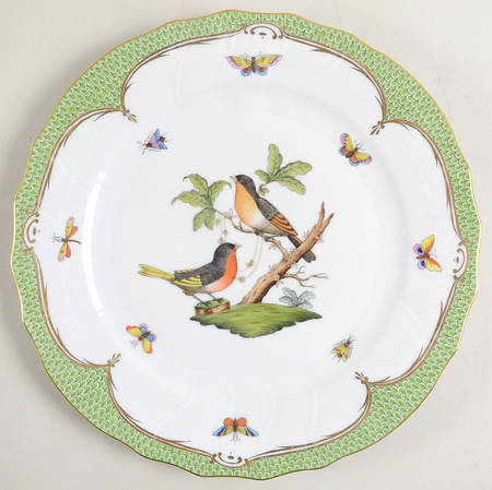 Rothschild Bird Green Border (ROEV) Dinner Plate