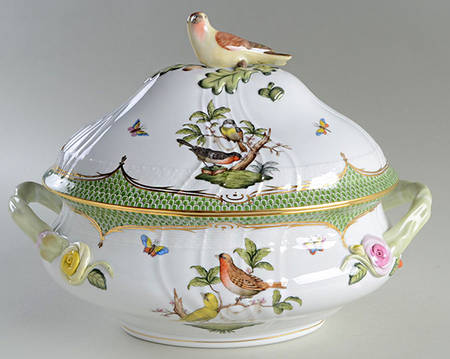 Rothschild Bird Green Border (ROEV) Tureen &  Lid