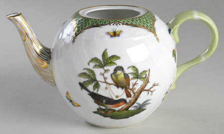 Rothschild Bird Green Border (ROEV) Small Teapot No Lid