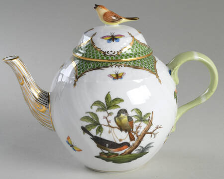 Rothschild Bird Green Border (ROEV) Small Teapot & Lid