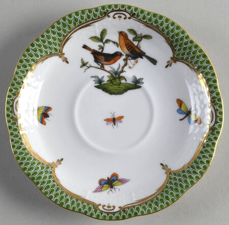 Rothschild Bird Green Border (ROEV) Saucer for Footed Cup