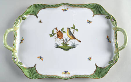 Rothschild Bird Green Border (ROEV) 18" Rectangular Serving Platter