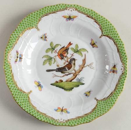 Rothschild Bird Green Border (ROEV) Dessert/Pie Plate