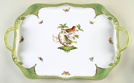 Rothschild Bird Green Border (ROEV) 18" Rectangular Handled Tray