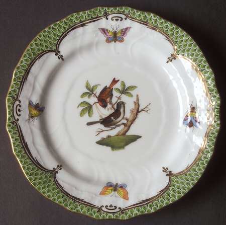 Rothschild Bird Green Border (ROEV) Bread & Butter Plate