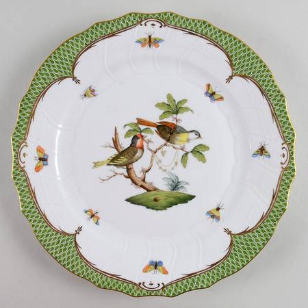 Rothschild Bird Green Border (ROEV) Dinner Plate