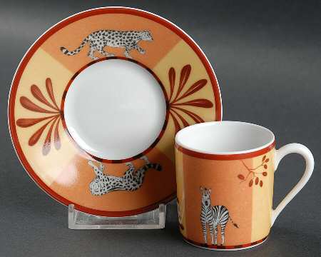 Africa Yellow-Orange Espresso Cup and Saucer Set