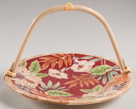Hibiscus 5 3/8"-5 5/8" Bamboo Handled Serving Plate  HC