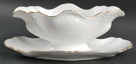 Baroness (Duchess) Gold Gravy Boat with Attached Underplate