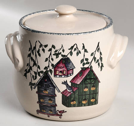 Birdhouse Bean Pot & Lid