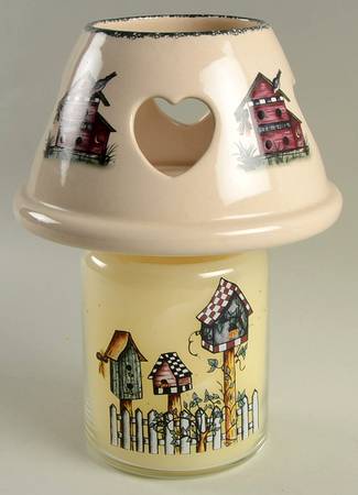 Birdhouse Glass Candle Jar & Ceramic Shade