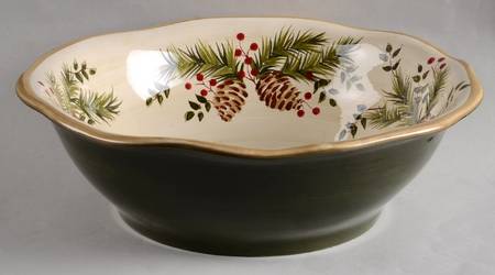 Pine & Berries 13" Large Salad Serving Bowl