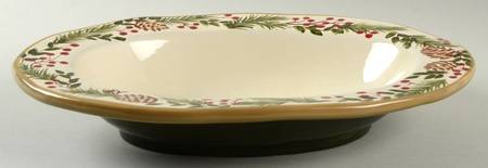 Pine & Berries 12" Oval Vegetable Bowl
