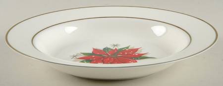 Holiday Poinsettia Large Rim Soup Bowl