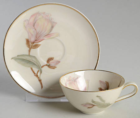Magnolia (7948, Cream, Coupe) Flat Demitasse Cup & Saucer Set