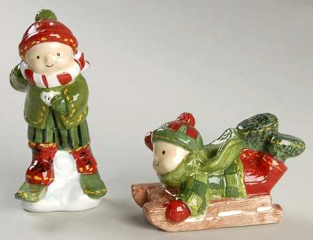 Winter Scenic Figural Salt & Pepper Set