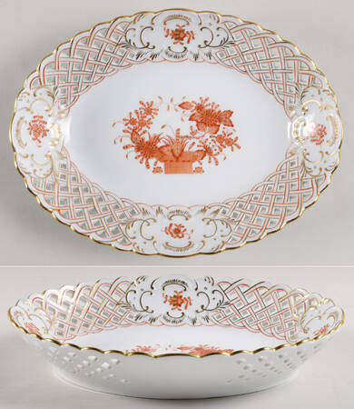 Indian Basket Rust (FH) 9" Pierced Oval Bowl
