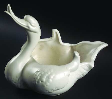 Imperial White Satin 10" Swan Form Bowl by Hull