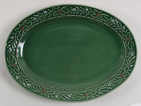 Christmas Berries 16" Oval Serving Platter