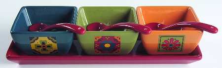 Baja (7 Pc) Condiment Set(3 Mtf Bowls,3 Mtf Spoons&Tray