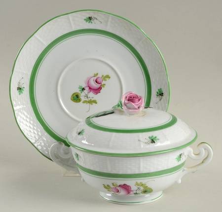 Vienna Rose Cream Soup Bowl & Saucer Set with Lid
