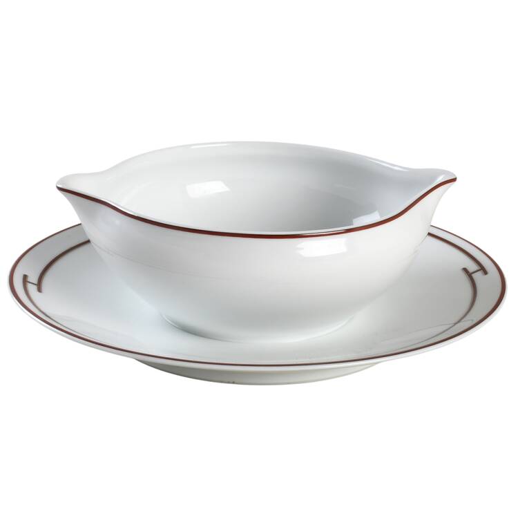 Rythme Red Round Gravy Boat/Attached Underplate