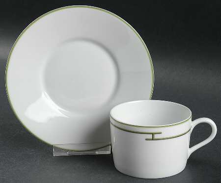 Rythme Green Flat Cup & Saucer Set