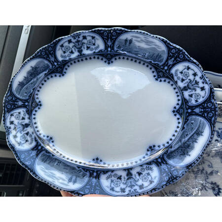Leicester Flow Blue (No Center Design) 11" Oval Serving Platter