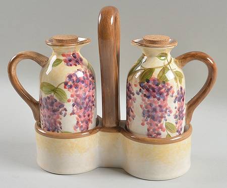Wisteria 2 Oil/Vinegar Cruets with Stoppers on Tray