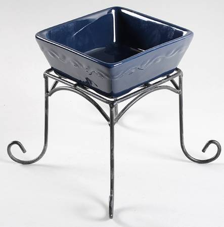 Country Garden 5" Square Bowl w/5" Ht Metal Stand