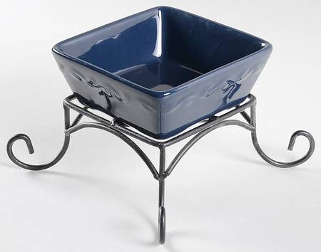 Country Garden 5" Square Bowl with 3" High Metal Stand